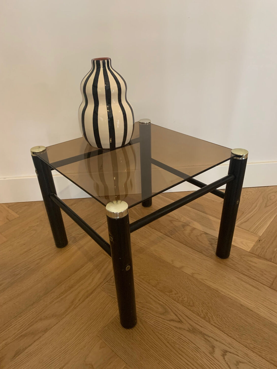 Small smoked glass table