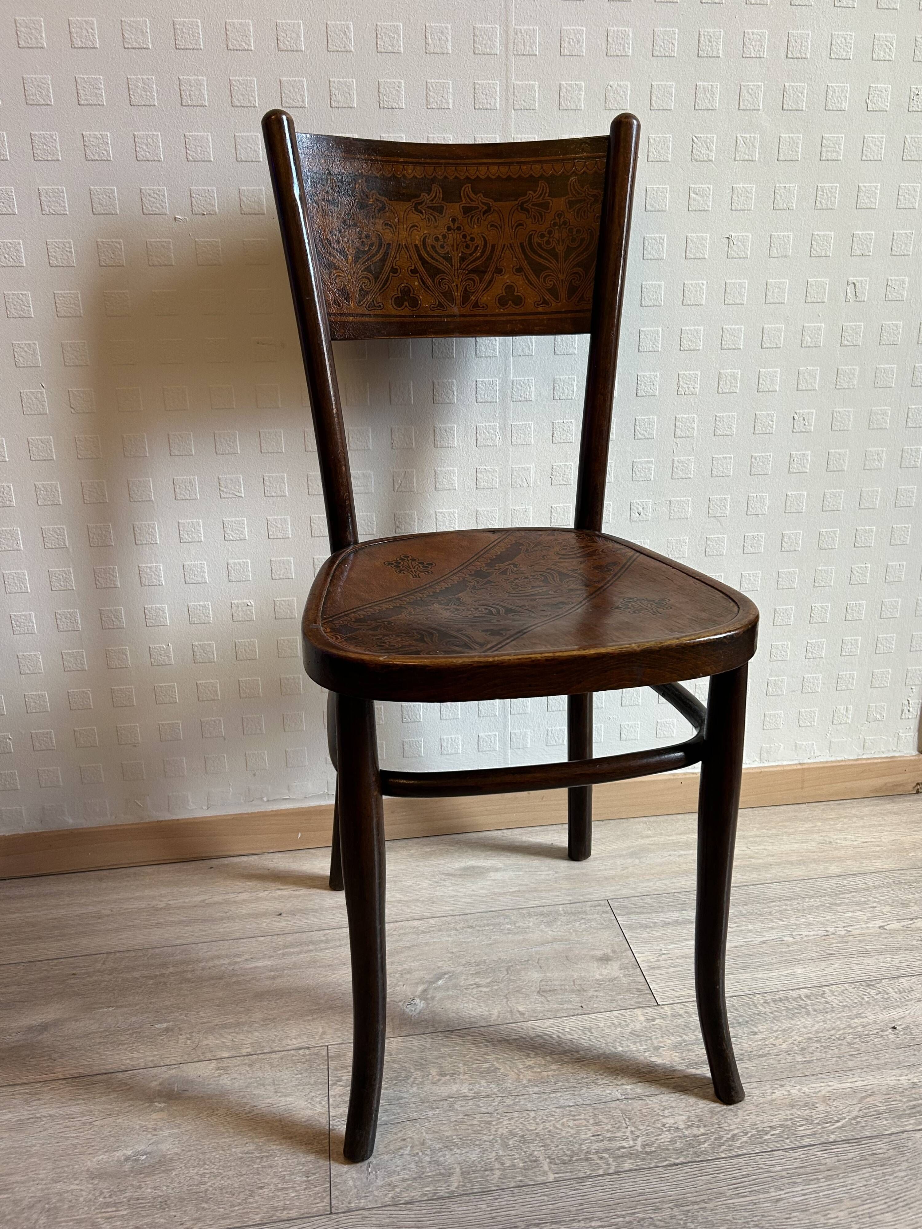 6 antique chairs Jacob & Josef Kohn – Vienna – Decorated bent wood – Style
