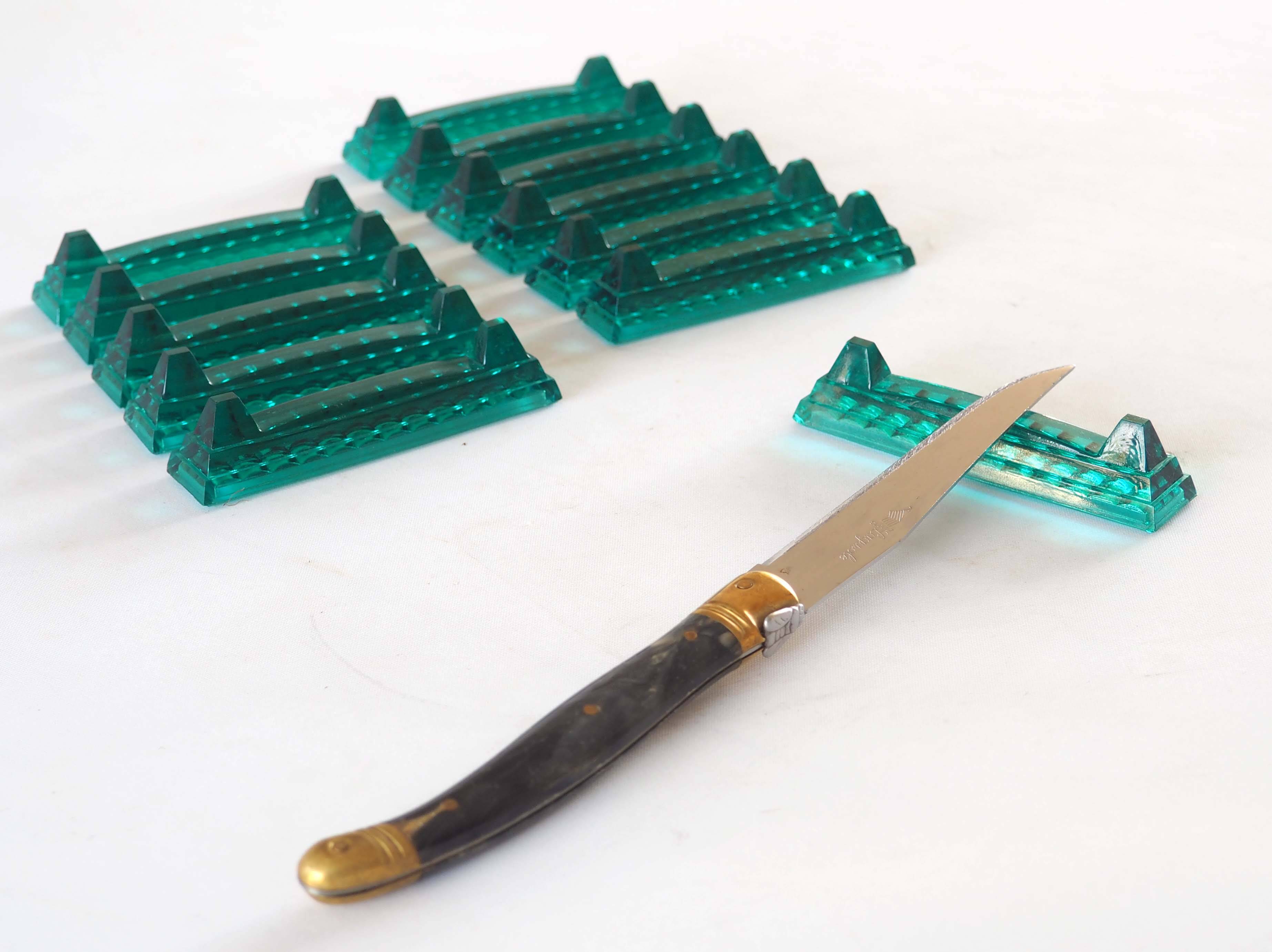 Set of 12 glass knife holders