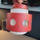 Space-age pendant light in opaline and metal
