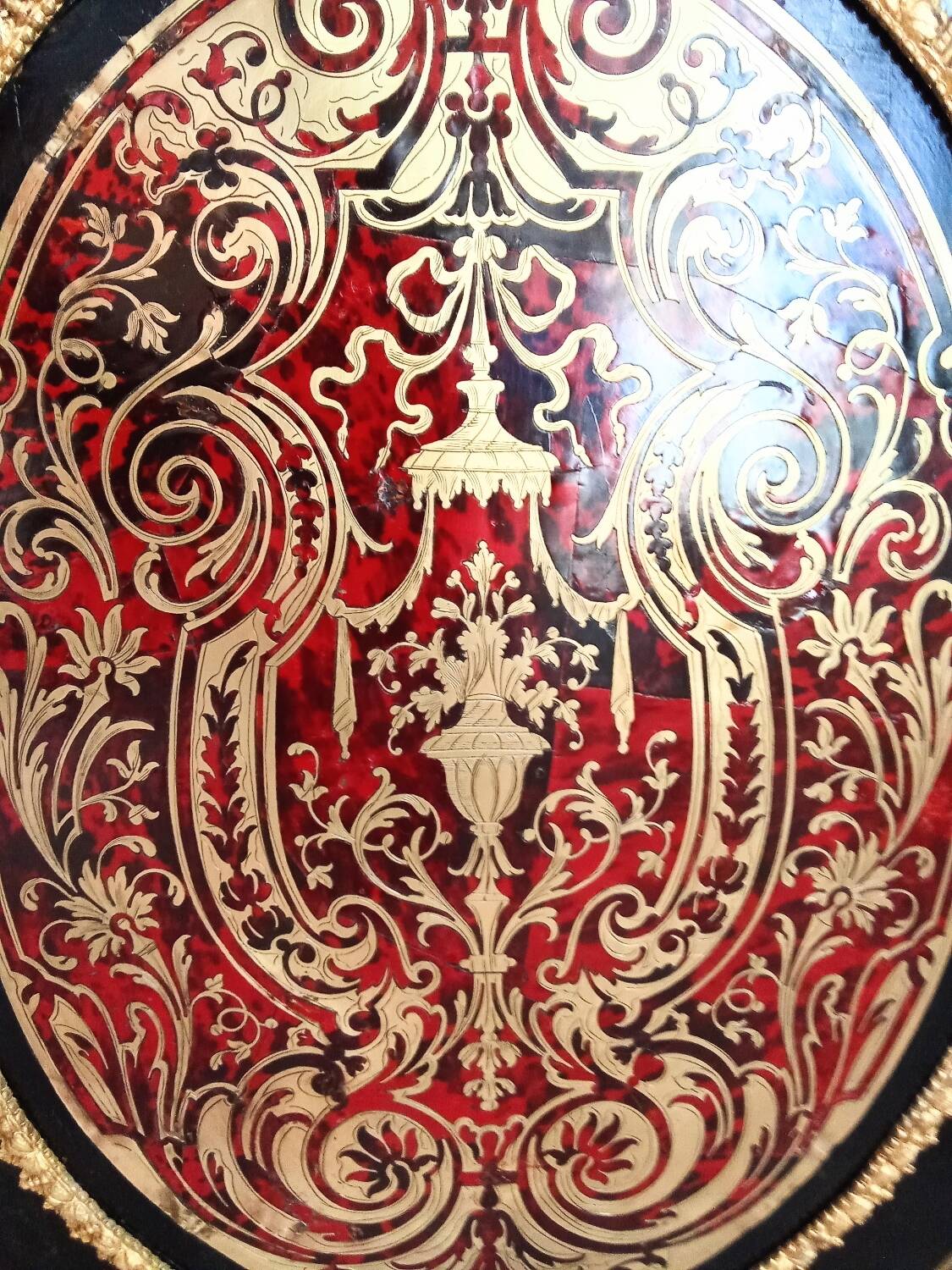 Straight Boulle marquetry support unit