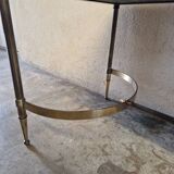Brass coffee table with Alpine green veined marble top - 1960
