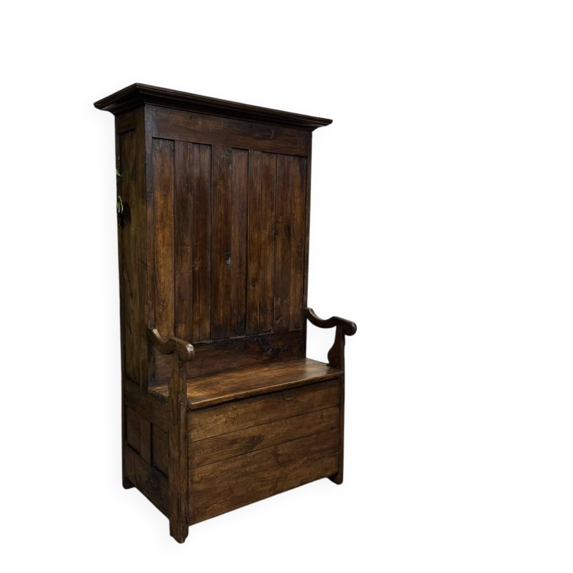Entrance furniture, Breton wardrobe in oak and chestnut from the 19th century.