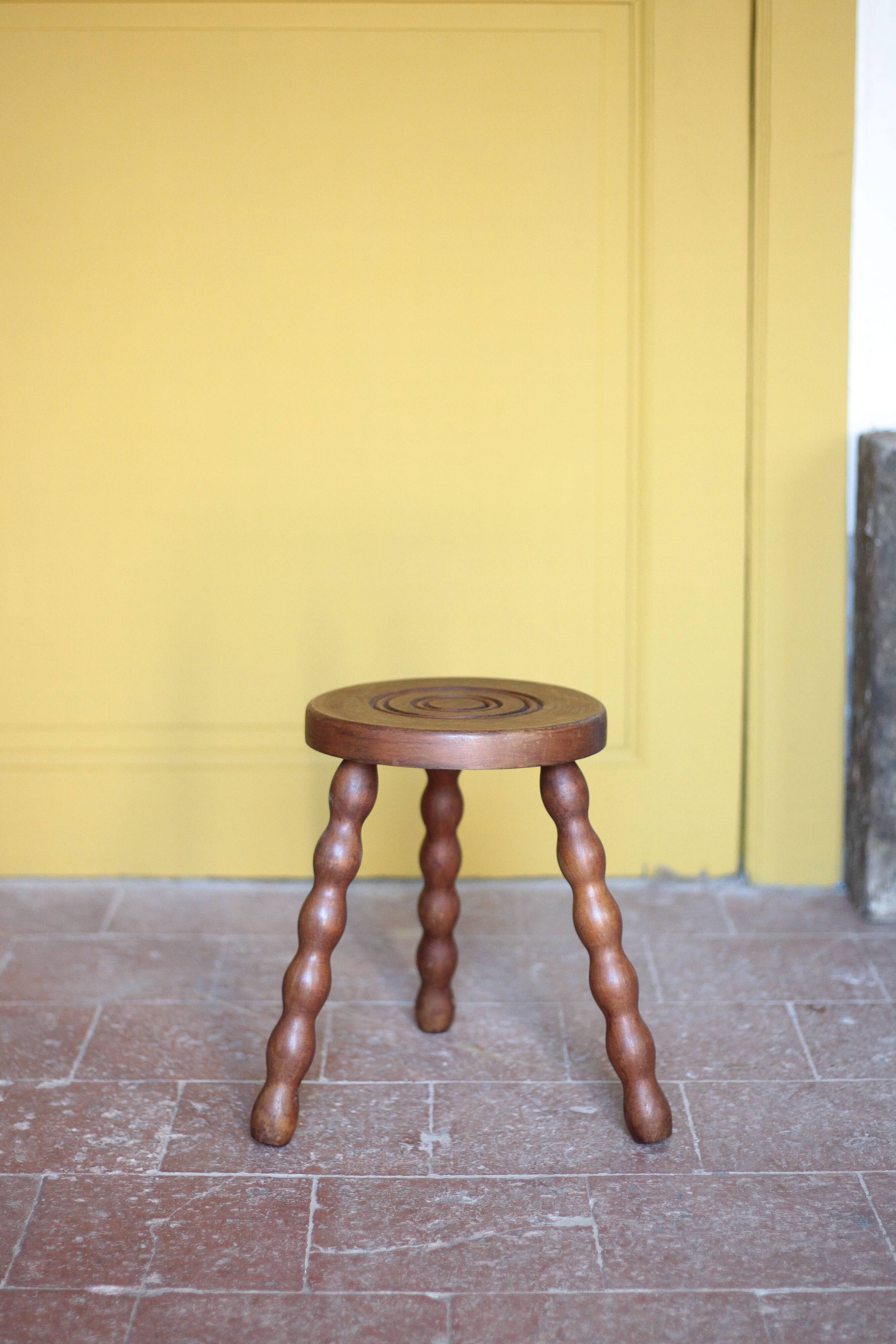 Vintage stool, wooden stool, tripod stool, accent chair