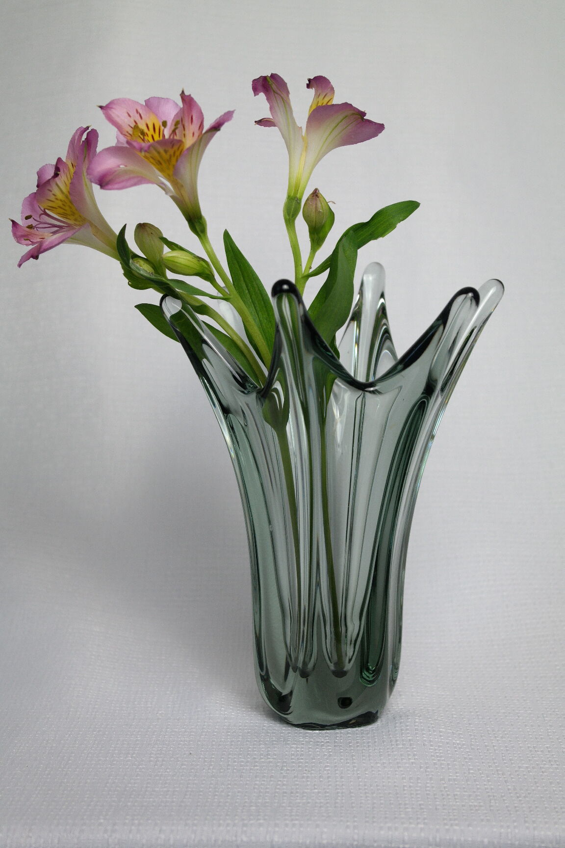 Vintage smoky grey Murano glass vase