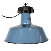 Industrial Blue Enamel Factory Lamp with Cast Iron Top, 1960s