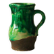Glazed ceramic pitcher in green and brown by the potter Pierre Roulot.