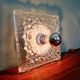 Space Age wall light in pressed transparent moulded glass, 1970.