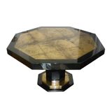 Table de salle à manger de forme hexagonale laquée noire