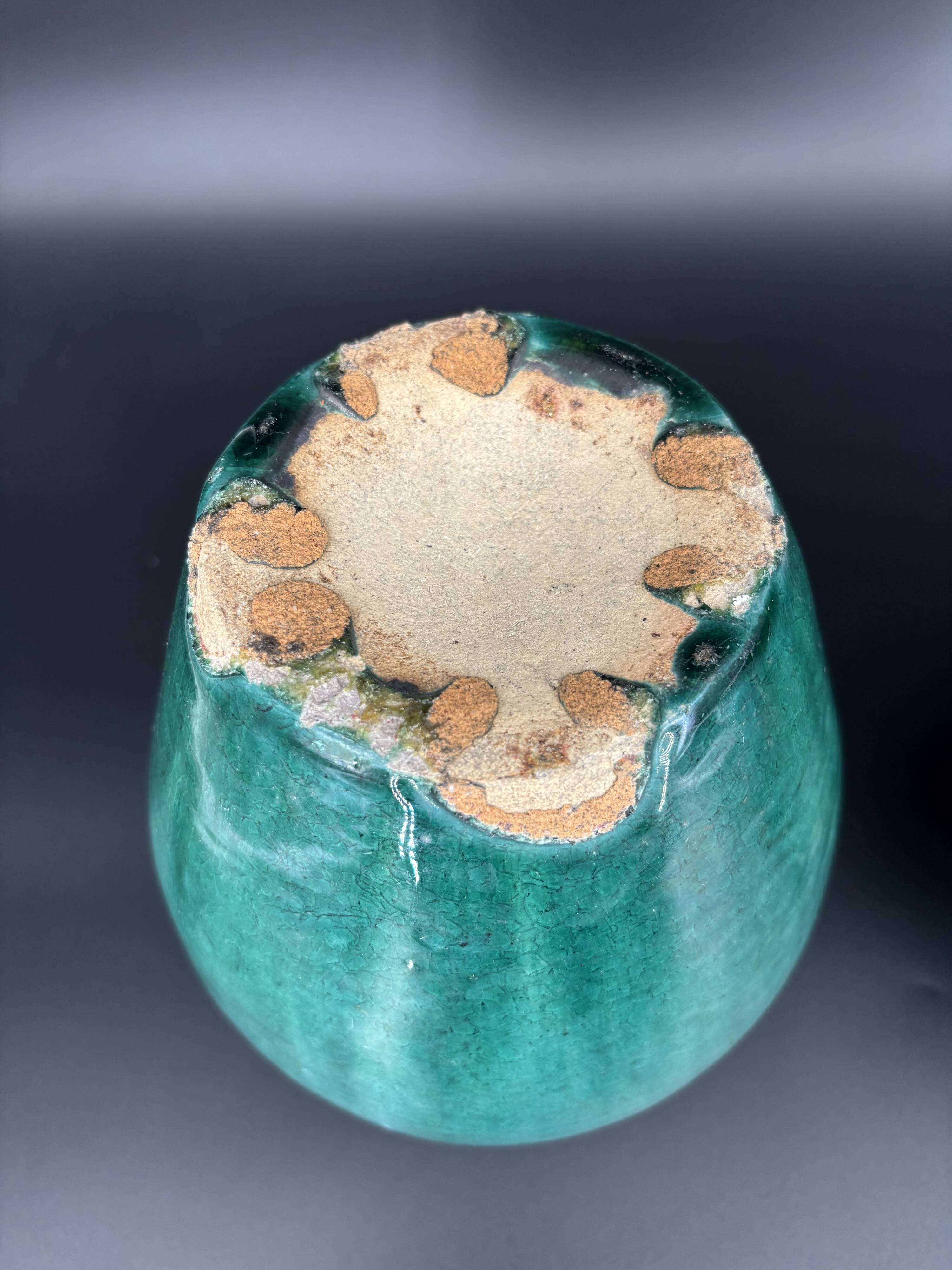 Pair of ancient turquoise glazed stoneware vases, China, late 19th century.