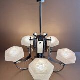 Lustre Gaetano Sciolari à 5 bras en métal chromé, Italie 1970