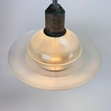 Art deco glass and steel ceiling lamp, 1920