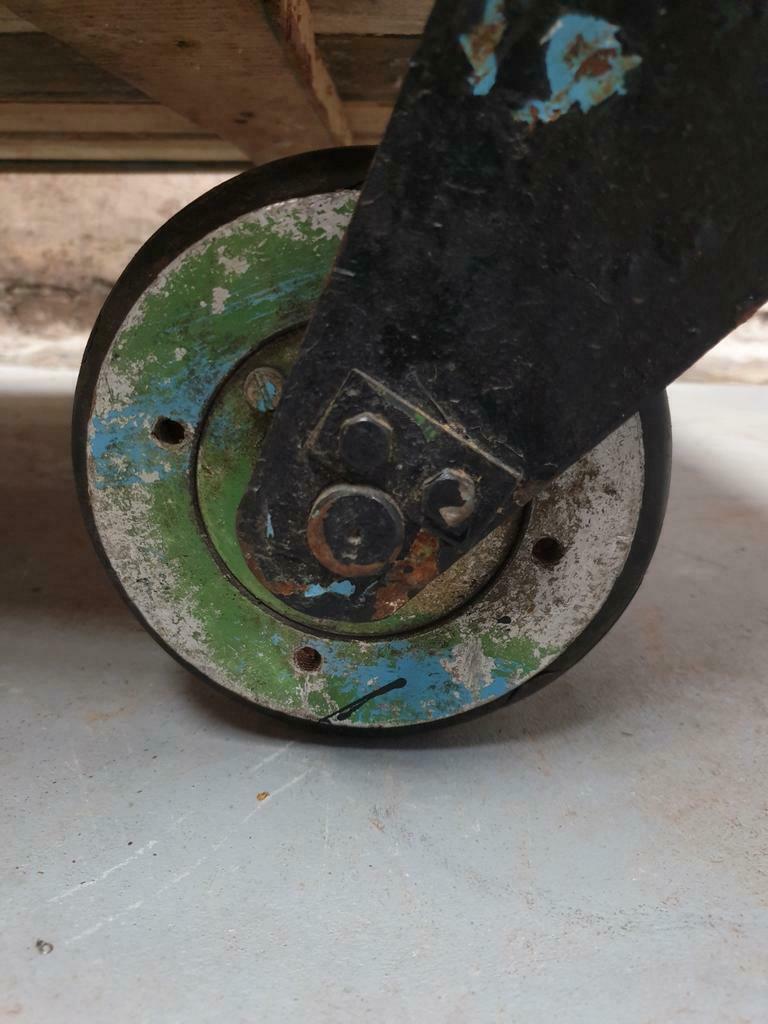 Industrial coffee table on wheels