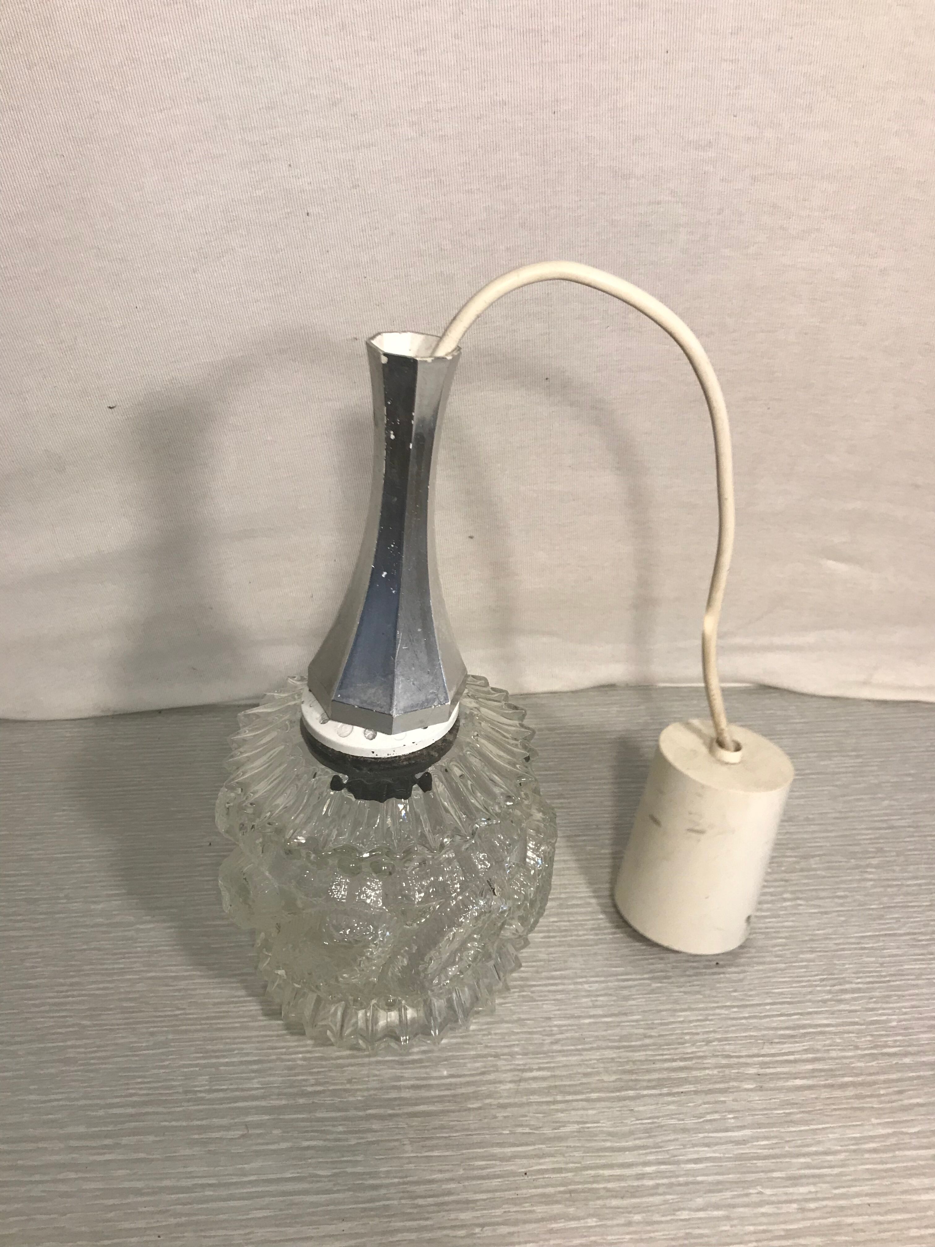 Old glass molded shape geometric shape years 70
