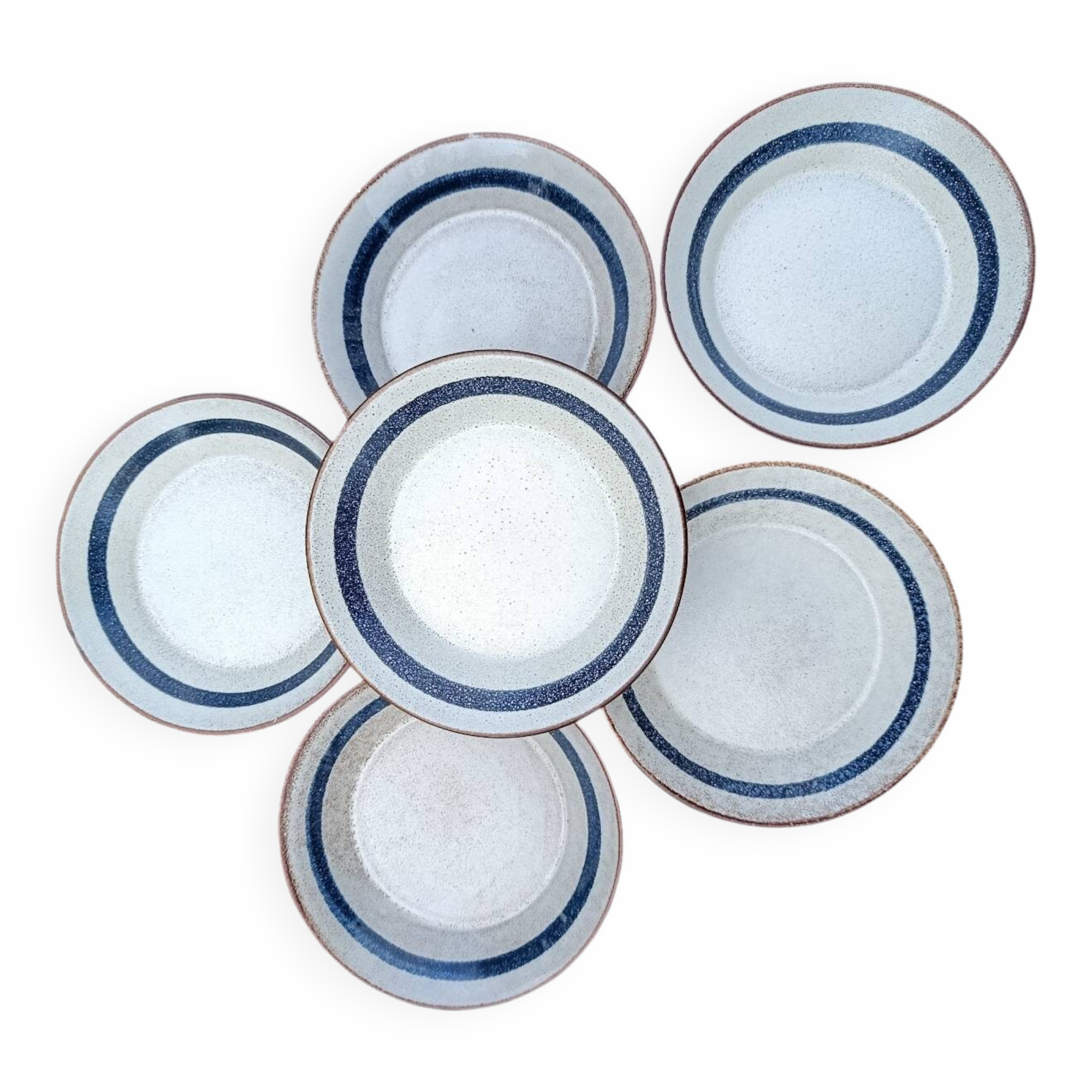 6 ceramic deep plates from the 1960s by MBFA Pornic, model Gobi.