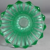 Molded pressed glass vase by Pierre D'Avesn around 1930. Signed