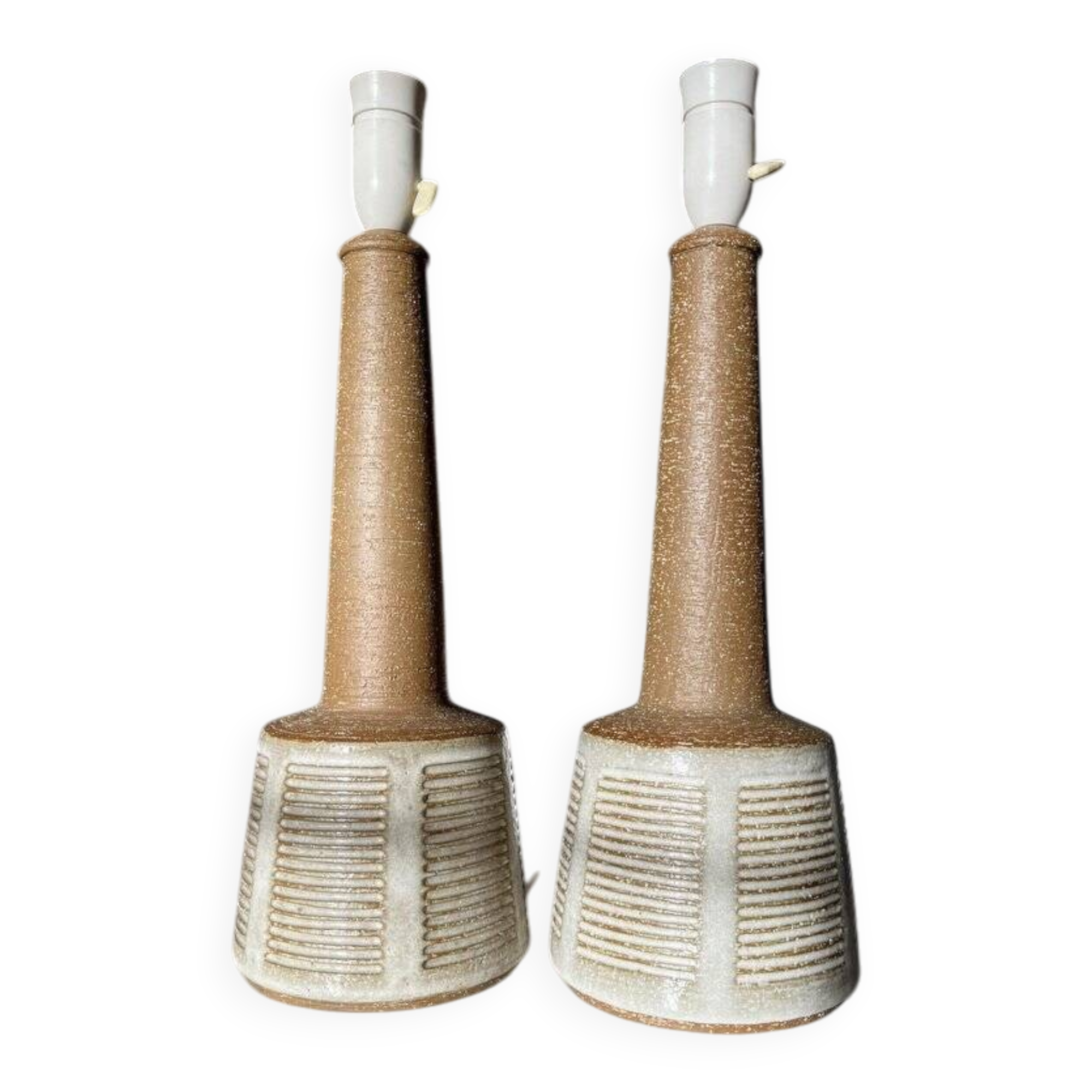 Pair table lamps, Le Klint for Palshus, Denmark, chamotte 1960s, set of 2