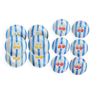 Lot de 12 assiettes (6 plates et 6 à dessert) en porcelaine italienne treci