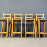 Vintage oak and papercord bar stools, 1960s