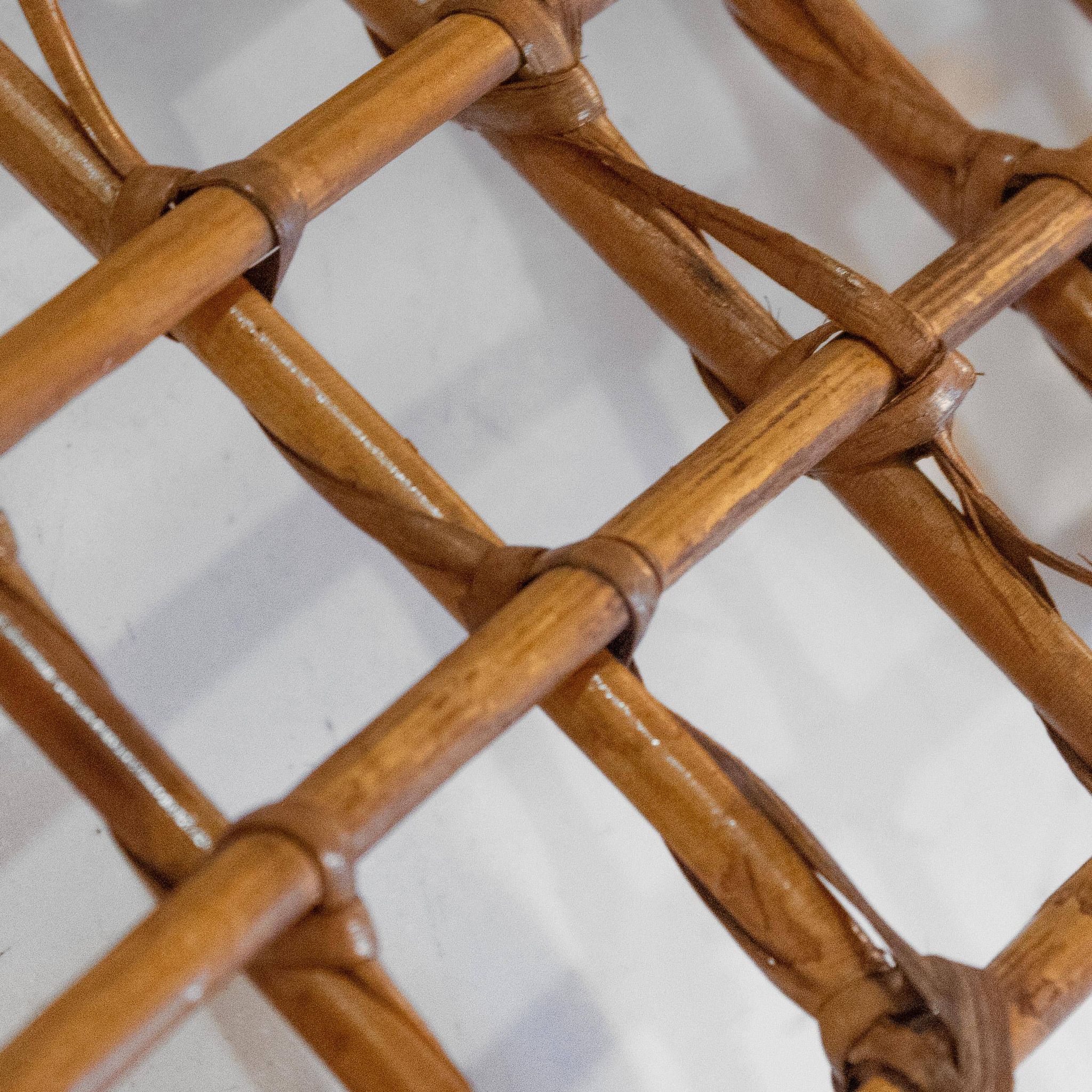Italian Mid-Century Bamboo and Rattan Coat Rack, 1960s