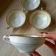 4 cups with 4 saucers Limoges, fine porcelain, coffee cups, white, light green, gold