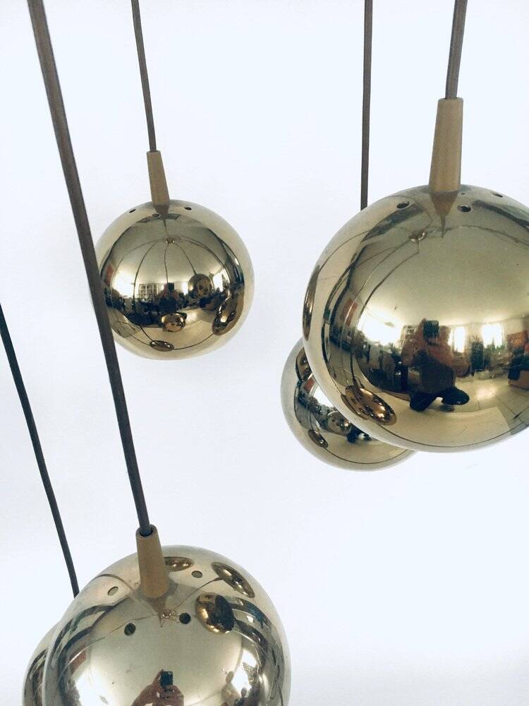 Golden Cascade 5-Ball Ceiling Lamp, Italy, 1980s