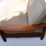 Danish Teak & Vintage Leather Convertible Sofa Bed 1960