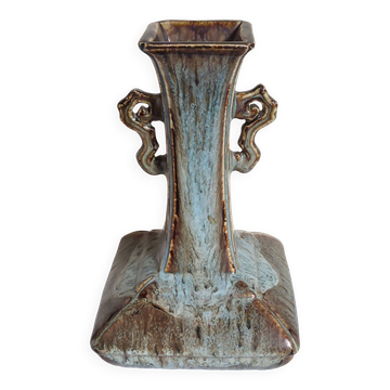 Chinese bottle soliflore vase with flambé enamel