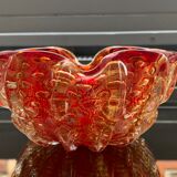 Murano empty bubbled pocket tinted red and gold