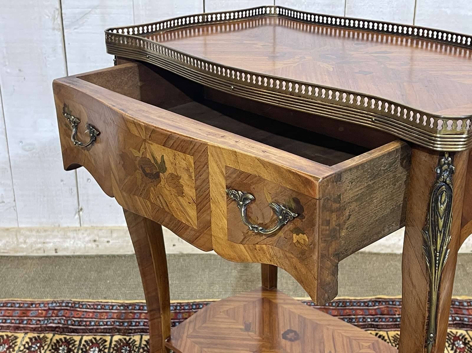 1970s Louis XV style side table in rosewood and beech.