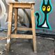 Tabouret vintage, bois manufrance