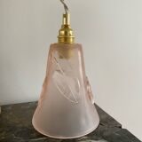 Lampe baladeuse avec tulipe rose en verre