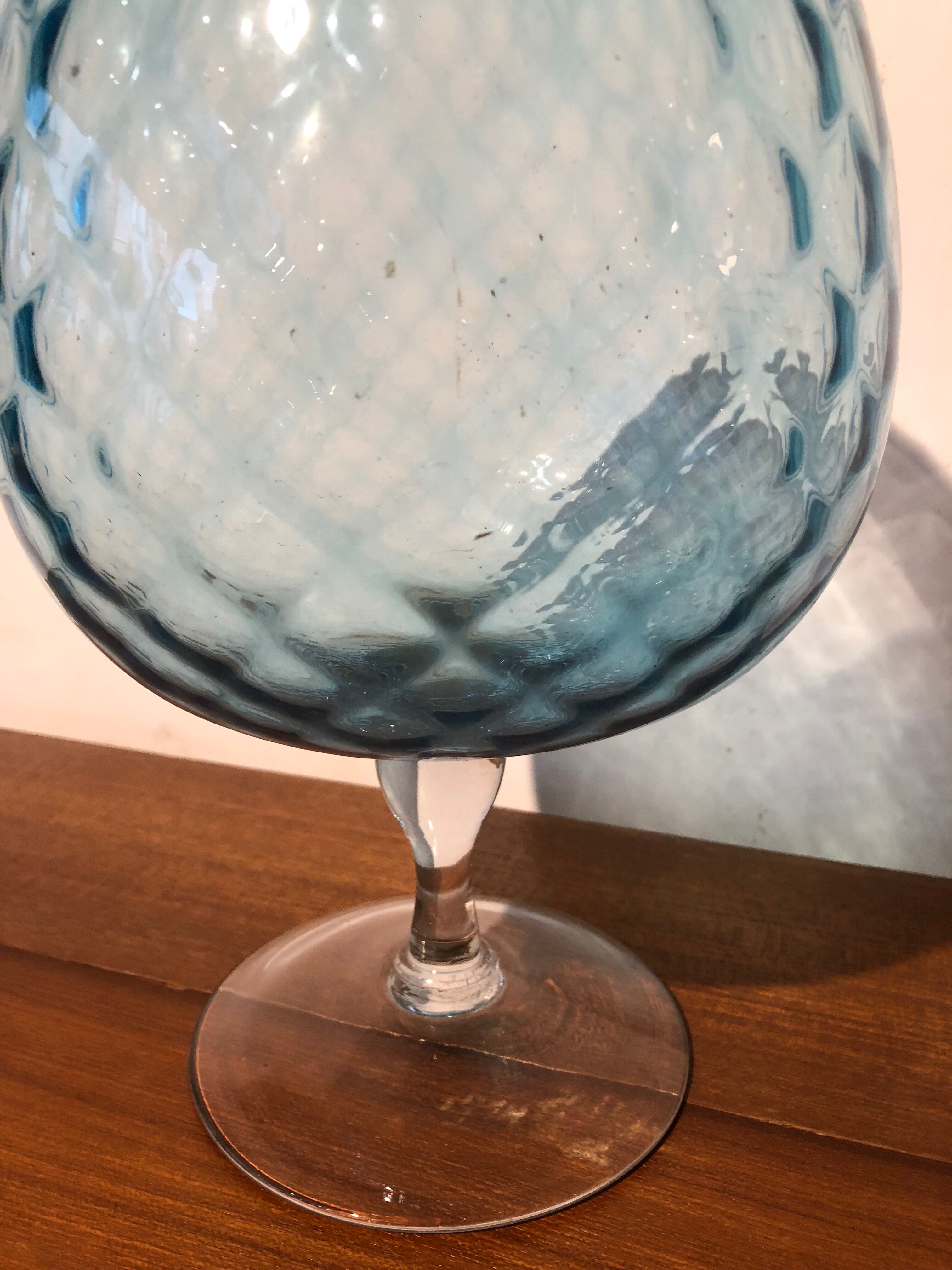 Clear blue glass vase