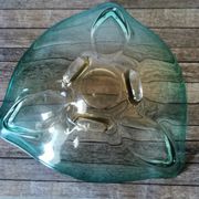 Large amber and green glass cup