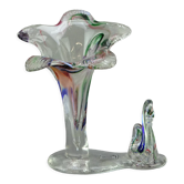 Soliflore with vintage crystal sign Cristallerie des quatre-vents in Saulcet