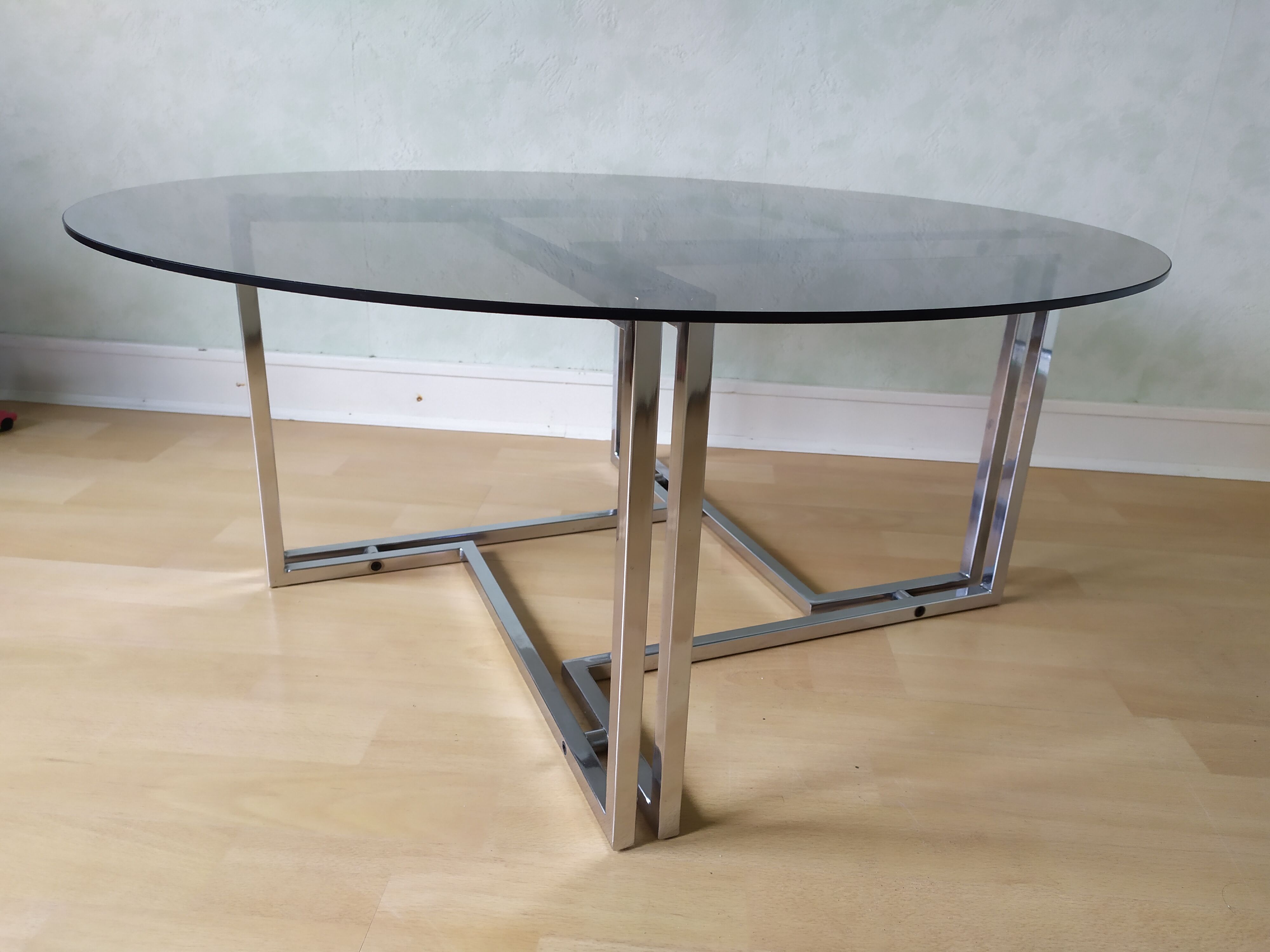 Chrome coffee table and smoked glass