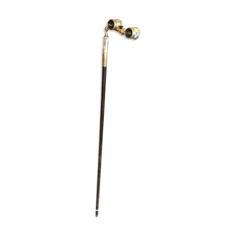 Opera glass stick in mother-of-pearl and brass France 20th century
