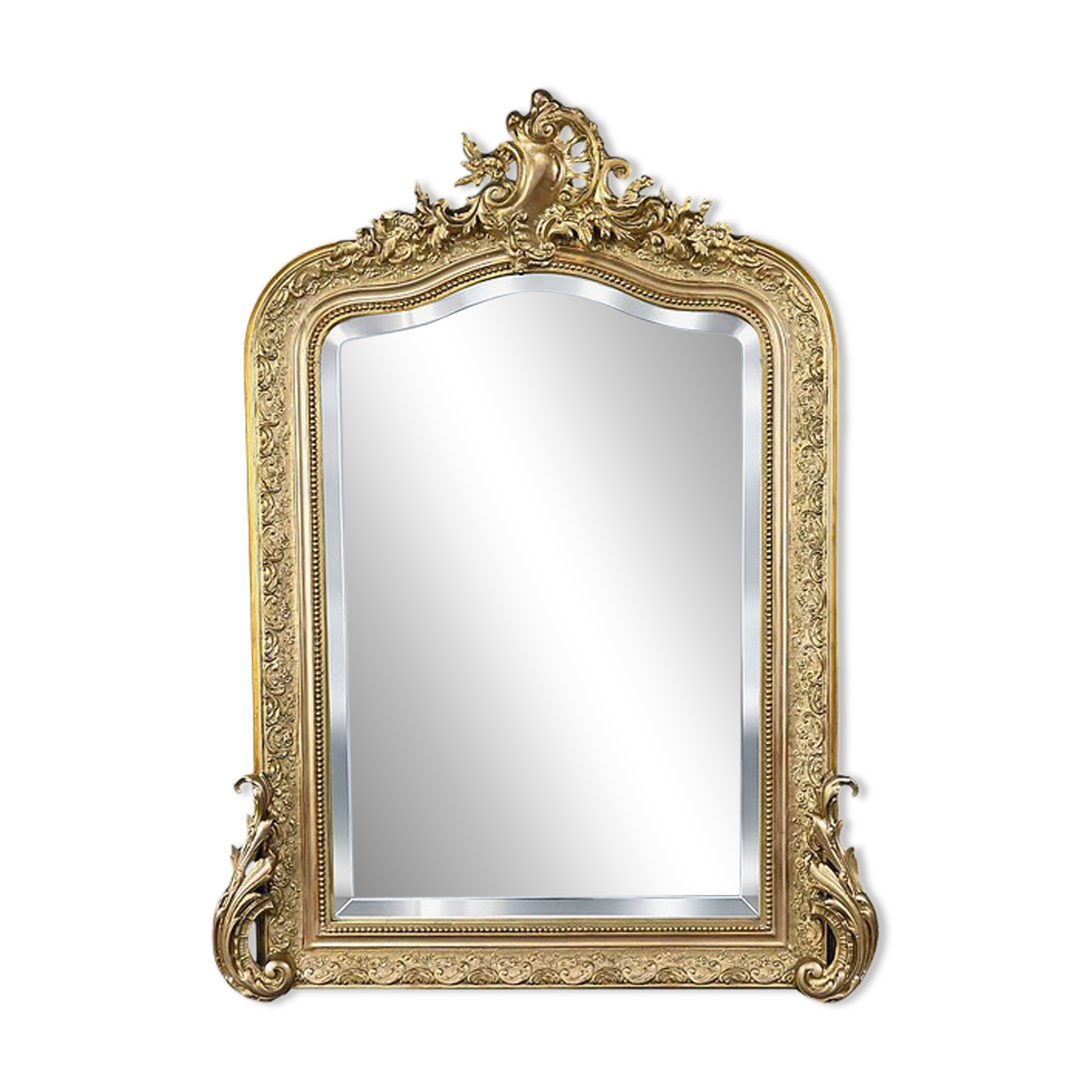 Bevelled mirror with pediment, Louis XV style – 2nd half of the 19th century