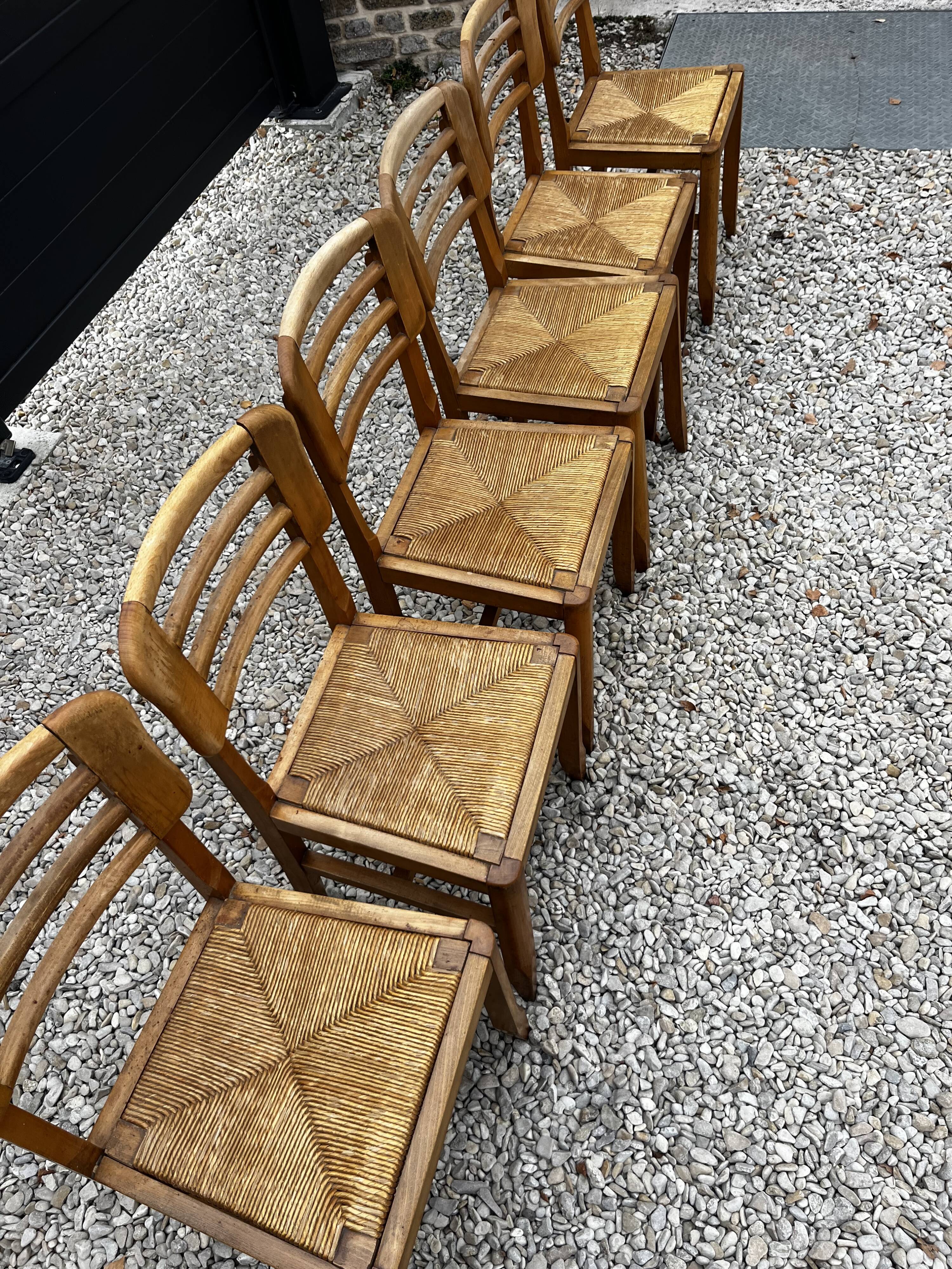 Set of 6 raw stone chairs French design