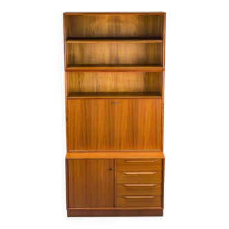 Large Vintage Bookcase with Bar in Teak by Heinrich Riestenpatt, 1960s