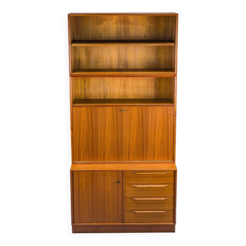 Large Vintage Bookcase with Bar in Teak by Heinrich Riestenpatt, 1960s