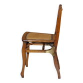 Chaise pliante militaire rare circa 1890 en fruitwood massif avec ferrure en laiton