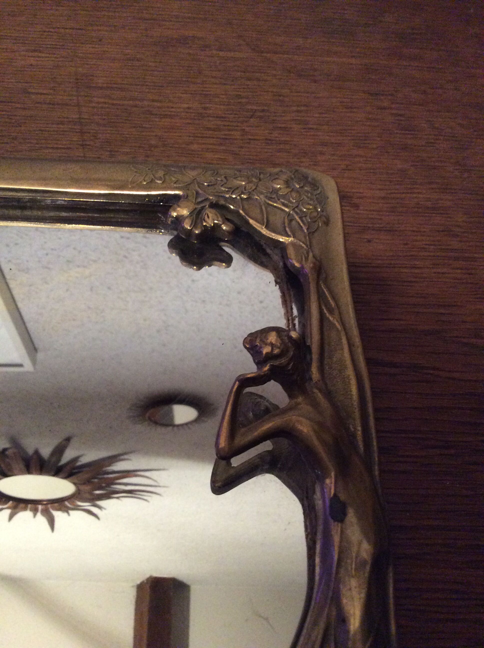 Mirror Art Nouveau brass 1900