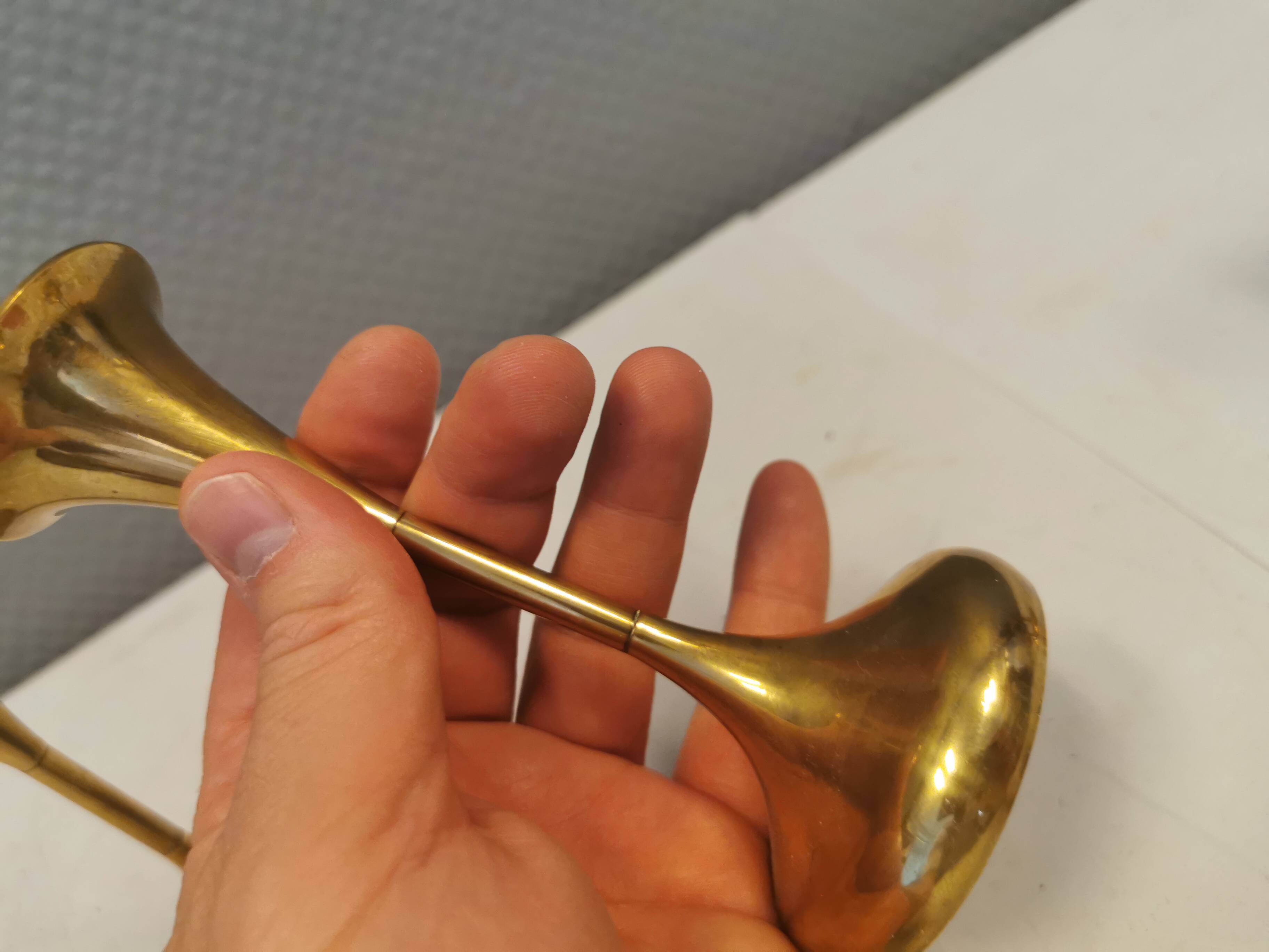 Danish designed candle holders in solid brass.