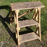 Antique folding 3-step wooden stepladder