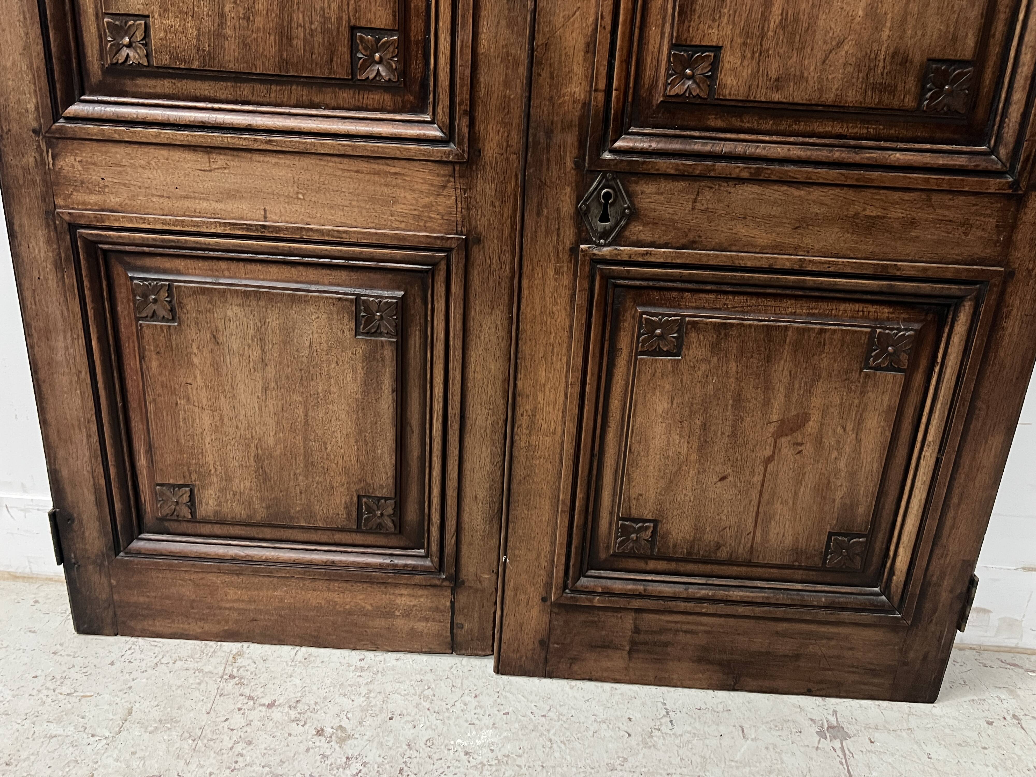 Pair of 18th-century solid walnut double-panel doors