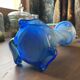Large twisted blue vase made of Empoli glass, Tuscany, Florence (1950, Italy)