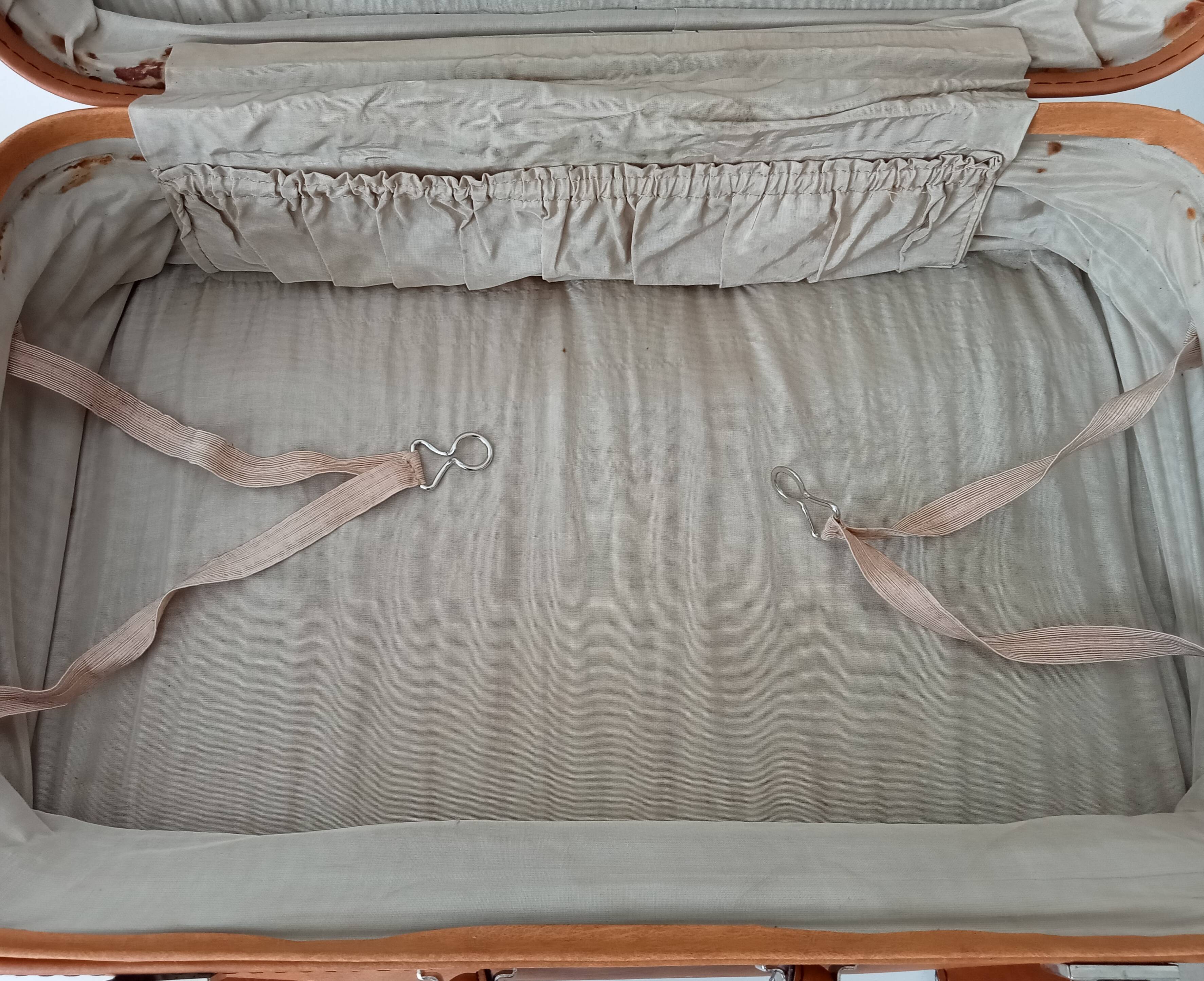 Valise vintage en cuir Camel années 60/70