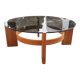 Vintage Danish teak coffee table and smoked glass