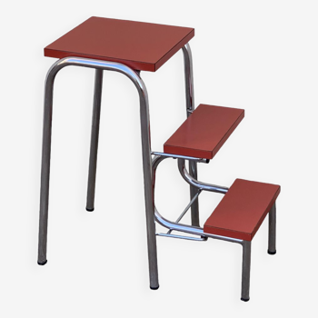 Red Formica stepladder stool 1970